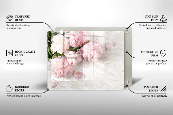 Skärbräda i härdat glas Fina rosenblommor