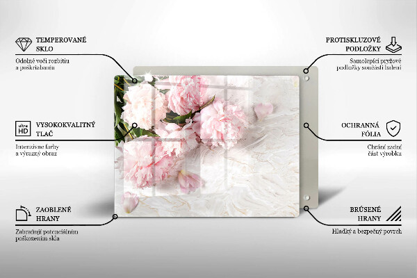 Skärbräda i härdat glas Fina rosenblommor