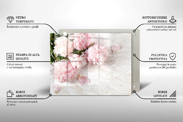 Skärbräda i härdat glas Fina rosenblommor