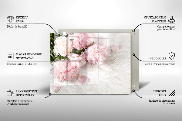 Skärbräda i härdat glas Fina rosenblommor