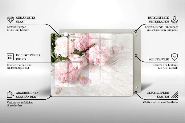 Skärbräda i härdat glas Fina rosenblommor