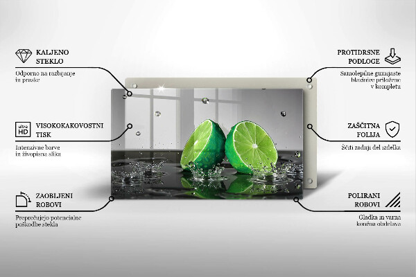 Skärbräda i härdat glas Saftiga lime och vatten