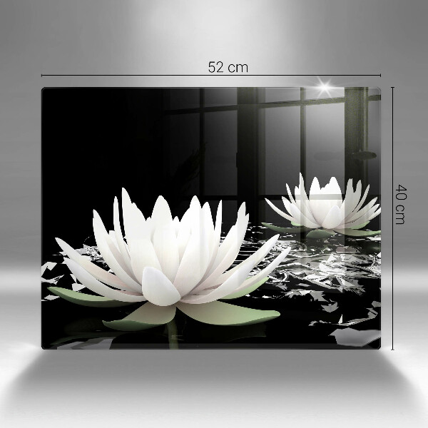 Skärbräda i härdat glas Vita liljor på vattnet