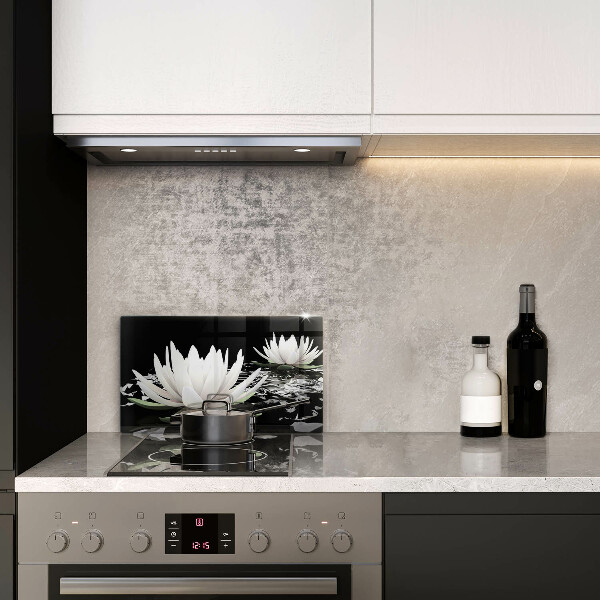 Skärbräda i härdat glas Vita liljor på vattnet