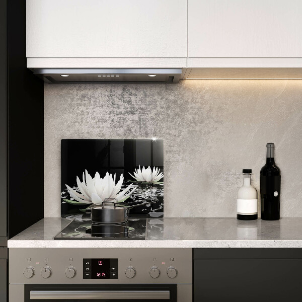 Skärbräda i härdat glas Vita liljor på vattnet