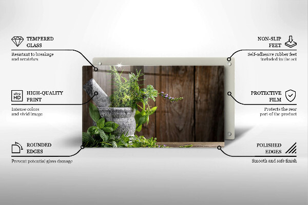 Skärbräda i härdat glas Växter Örter och Trä