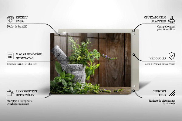 Skärbräda i härdat glas Växter Örter och Trä