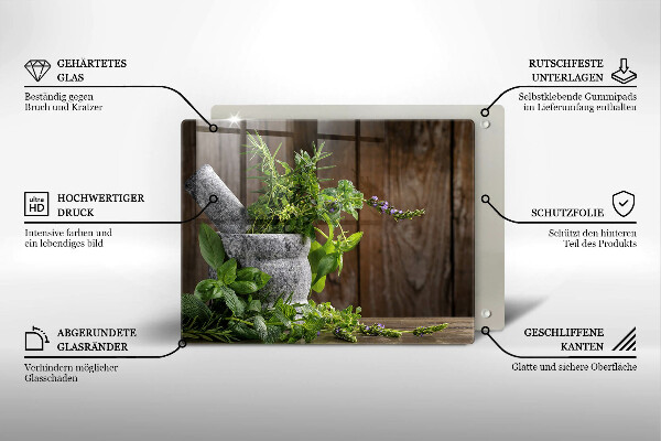 Skärbräda i härdat glas Växter Örter och Trä