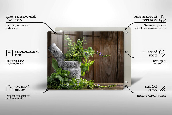 Skärbräda i härdat glas Växter Örter och Trä