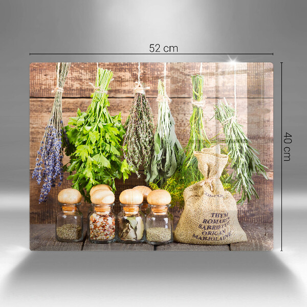 Skärbräda i härdat glas Örter Kryddor och trä