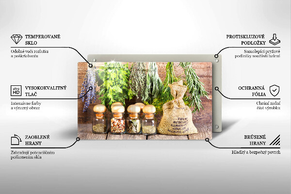 Skärbräda i härdat glas Örter Kryddor och trä