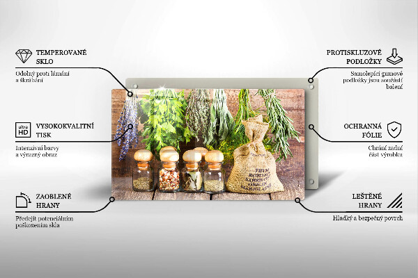 Skärbräda i härdat glas Örter Kryddor och trä