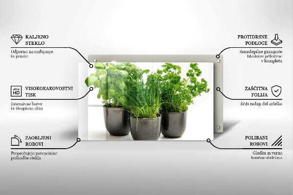 Skärbräda i härdat glas Krukor med örter