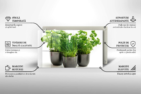 Skärbräda i härdat glas Krukor med örter