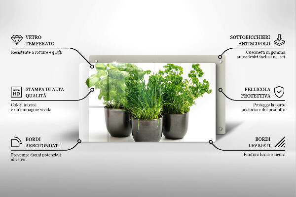 Skärbräda i härdat glas Krukor med örter