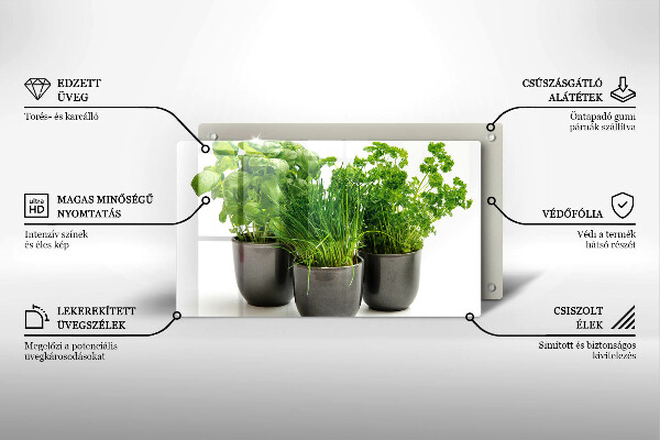 Skärbräda i härdat glas Krukor med örter