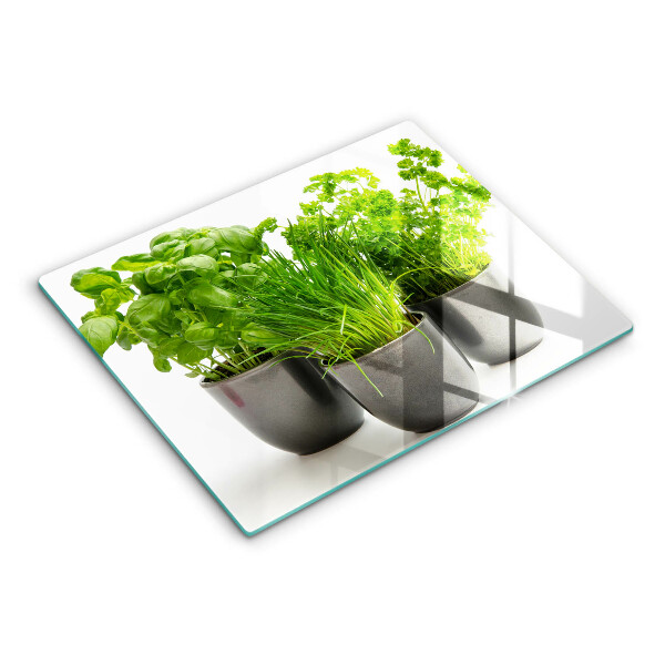 Skärbräda i härdat glas Krukor med örter