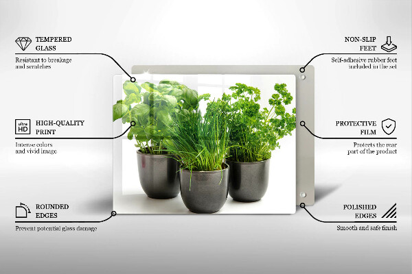 Skärbräda i härdat glas Krukor med örter