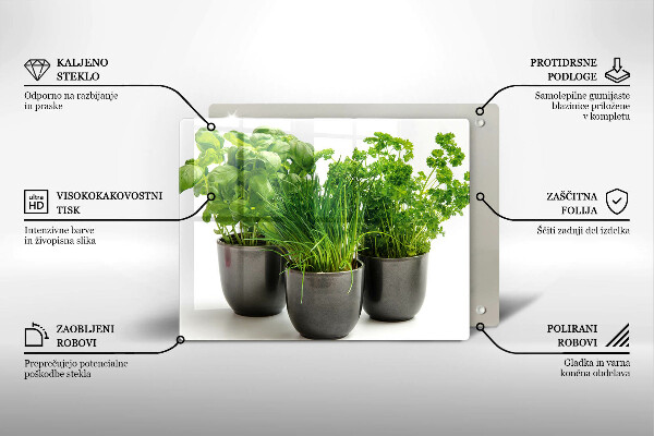 Skärbräda i härdat glas Krukor med örter
