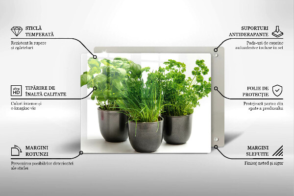 Skärbräda i härdat glas Krukor med örter