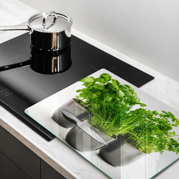 Skärbräda i härdat glas Krukor med örter