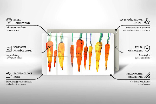 Skärbräda i härdat glas Morot illustration