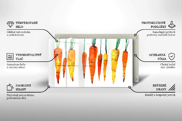 Skärbräda i härdat glas Morot illustration