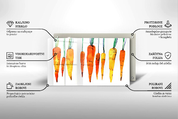 Skärbräda i härdat glas Morot illustration