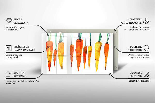 Skärbräda i härdat glas Morot illustration