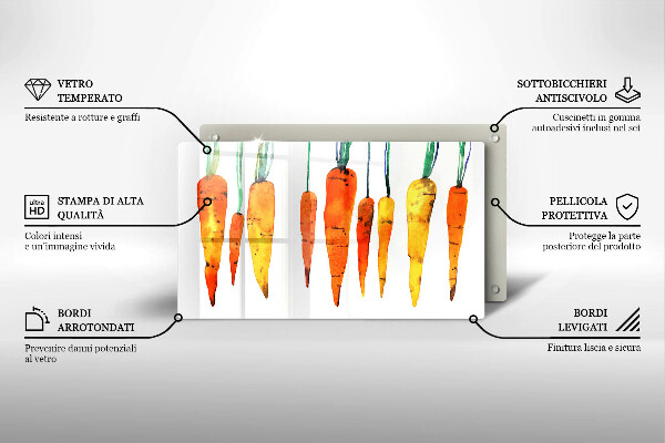 Skärbräda i härdat glas Morot illustration