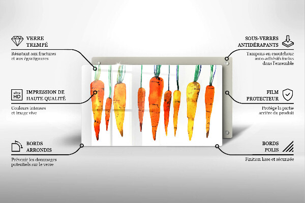 Skärbräda i härdat glas Morot illustration