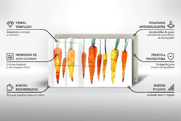 Skärbräda i härdat glas Morot illustration