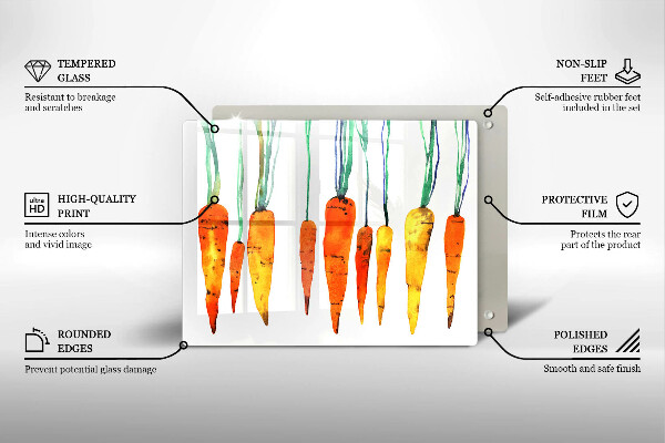 Skärbräda i härdat glas Morot illustration