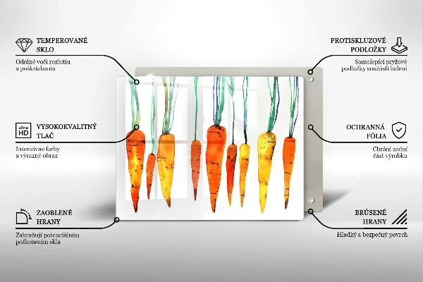 Skärbräda i härdat glas Morot illustration