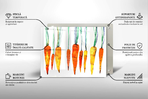 Skärbräda i härdat glas Morot illustration