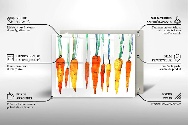 Skärbräda i härdat glas Morot illustration
