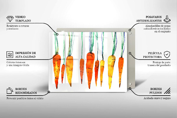 Skärbräda i härdat glas Morot illustration