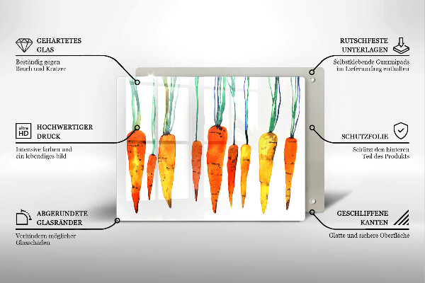 Skärbräda i härdat glas Morot illustration