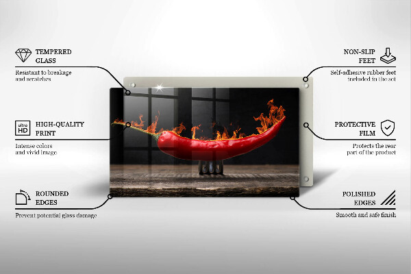 Skärbräda i härdat glas Varm chilipeppar