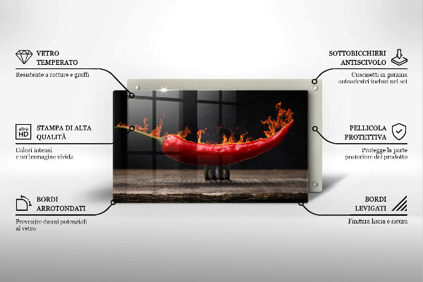 Skärbräda i härdat glas Varm chilipeppar