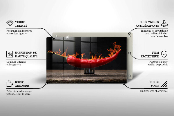 Skärbräda i härdat glas Varm chilipeppar