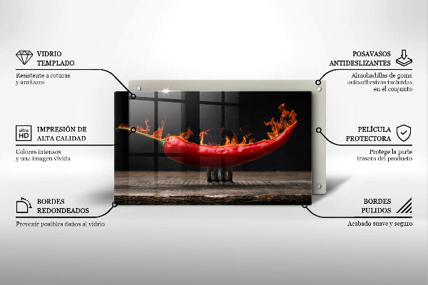 Skärbräda i härdat glas Varm chilipeppar