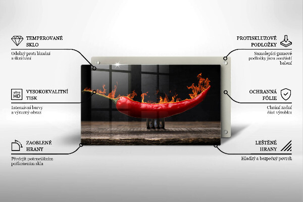 Skärbräda i härdat glas Varm chilipeppar