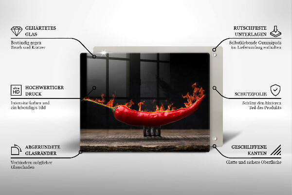 Skärbräda i härdat glas Varm chilipeppar