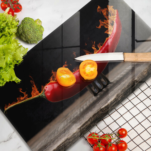 Skärbräda i härdat glas Varm chilipeppar