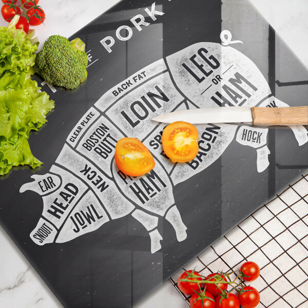 Skärbräda i härdat glas Fläskkött