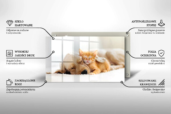 Skärbräda i härdat glas Djur hund och katt