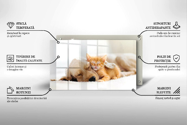 Skärbräda i härdat glas Djur hund och katt