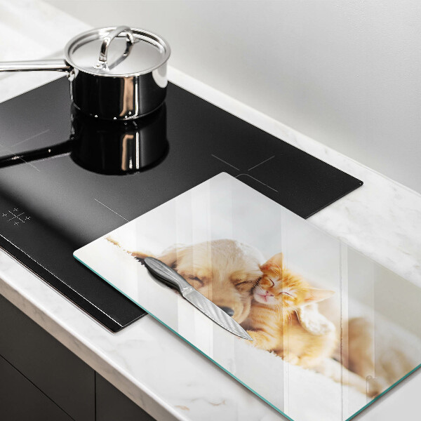 Skärbräda i härdat glas Djur hund och katt