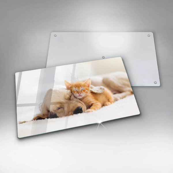 Skärbräda i härdat glas Djur hund och katt
